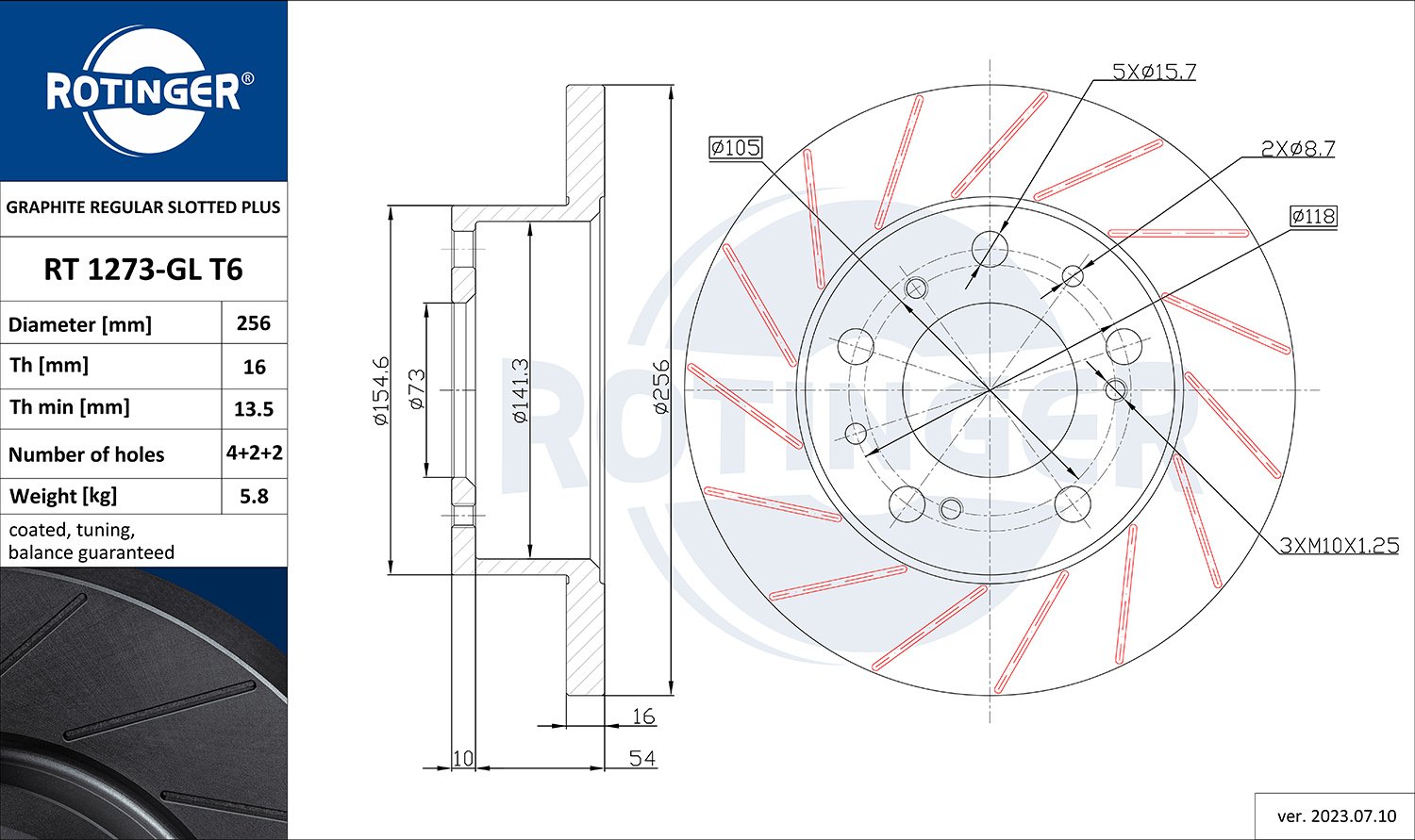 ROTINGER Féktárcsa, mind RT1273-GLT6_ROT